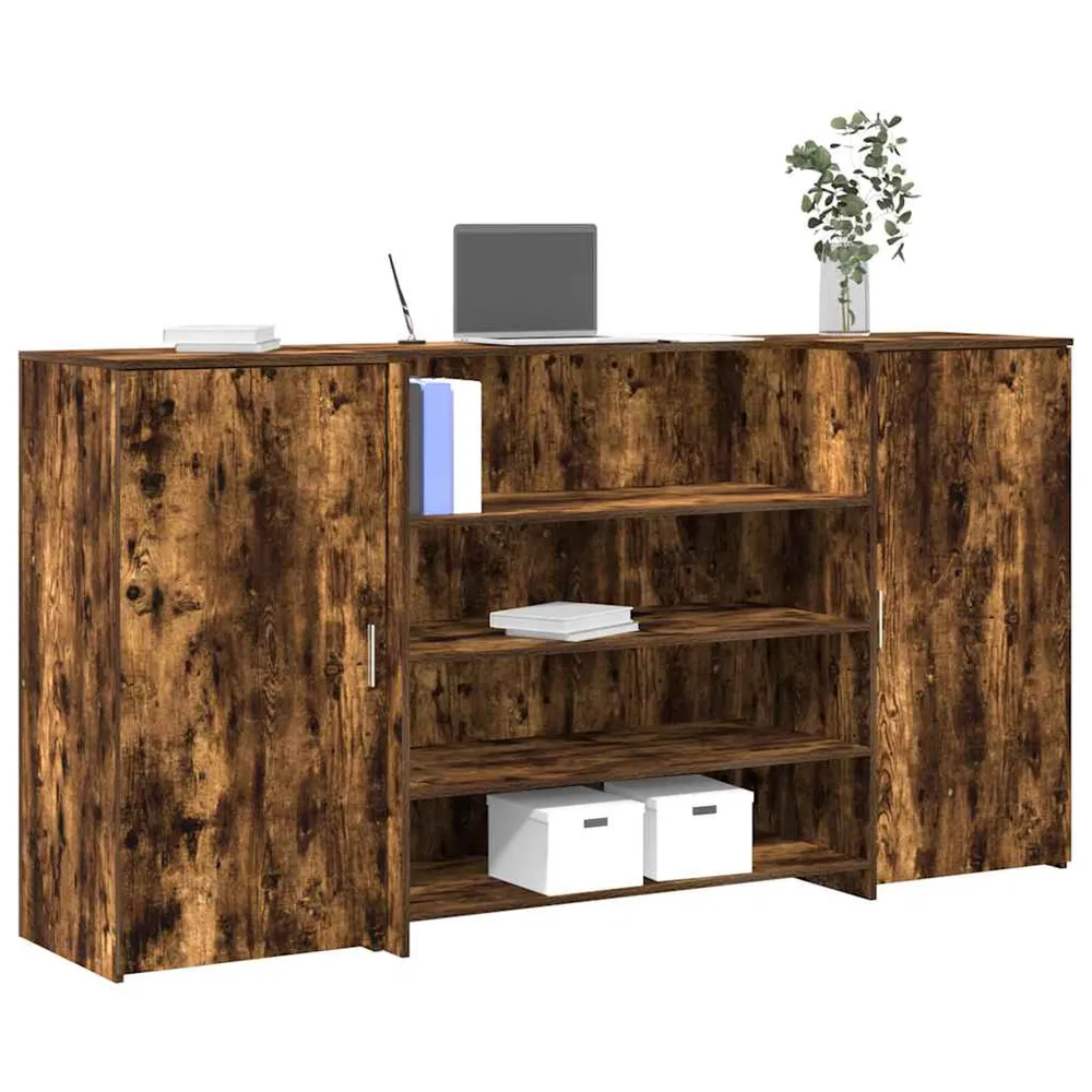 Bureau de réception chêne fumé 200x50x103,5cm bois d'ingénierie vidaXL