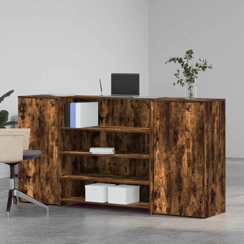 Bureau de réception chêne fumé 200x50x103,5cm bois d'ingénierie vidaXL