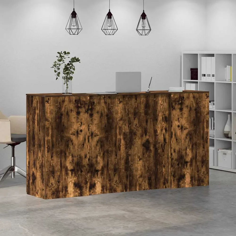 Bureau de réception chêne fumé 200x50x103,5cm bois d'ingénierie vidaXL