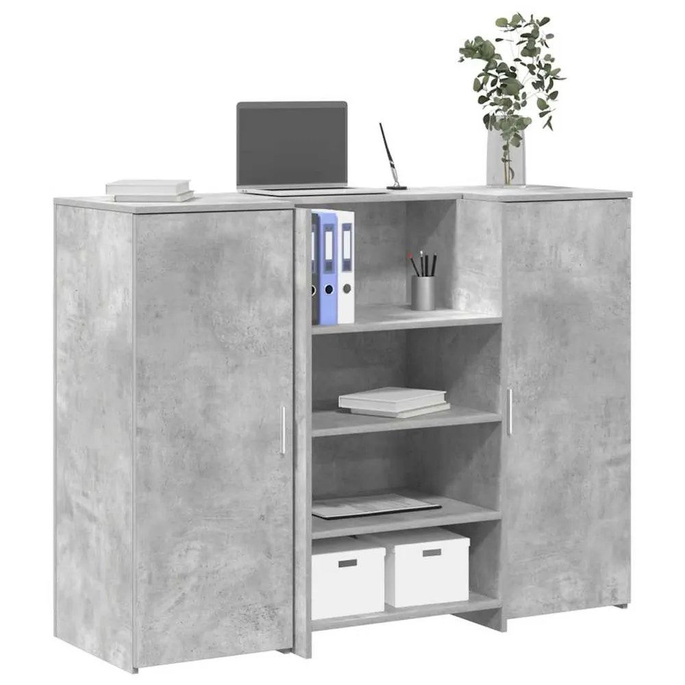 Bureau de réception gris béton 135x50x103,5cm bois d'ingénierie vidaXL