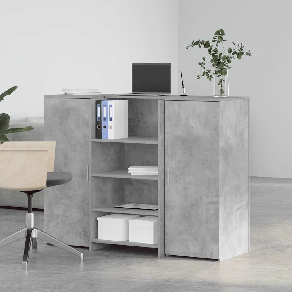 Bureau de réception gris béton 135x50x103,5cm bois d'ingénierie vidaXL