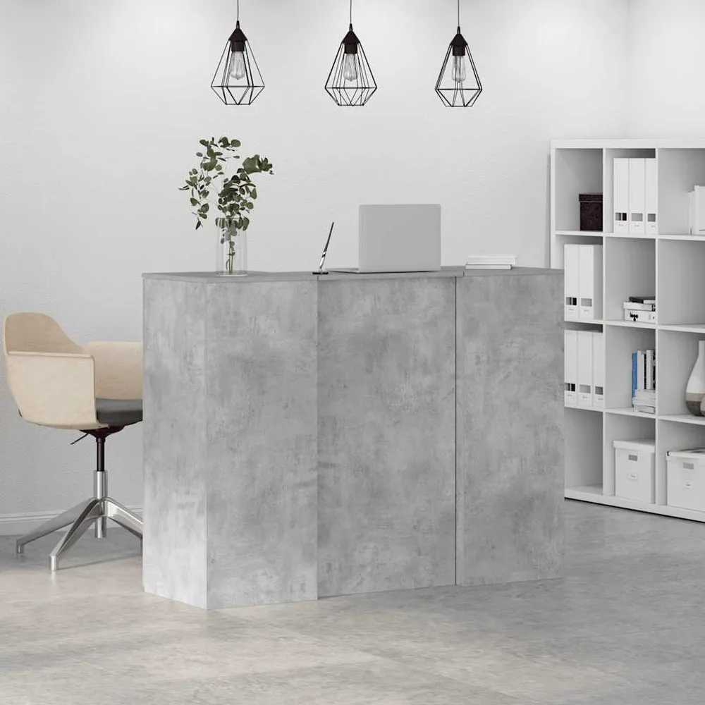 Bureau de réception gris béton 135x50x103,5cm bois d'ingénierie vidaXL