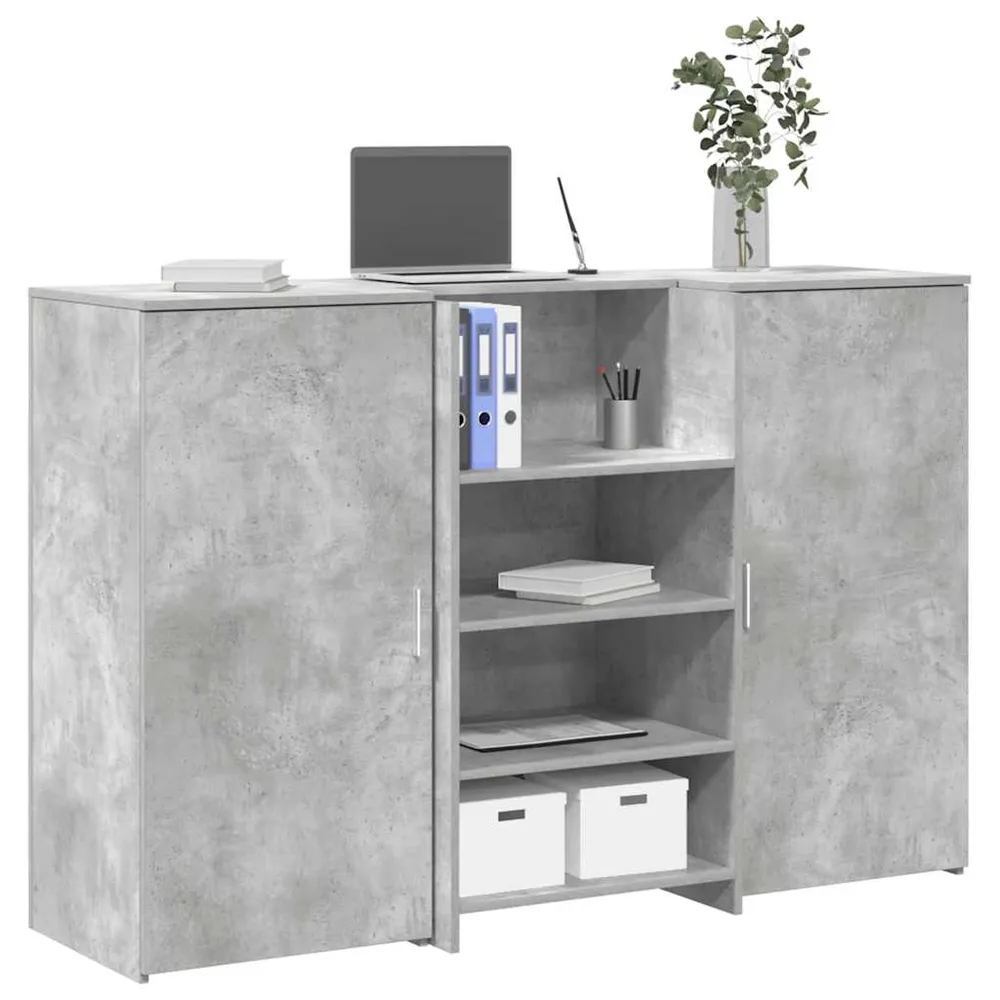Bureau de réception gris béton 155x50x103,5cm bois d'ingénierie vidaXL