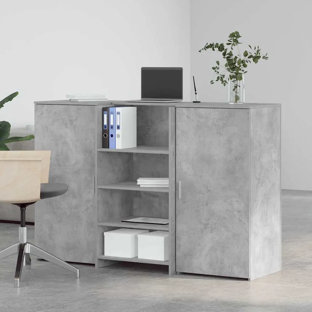Bureau de réception gris béton 155x50x103,5cm bois d'ingénierie vidaXL