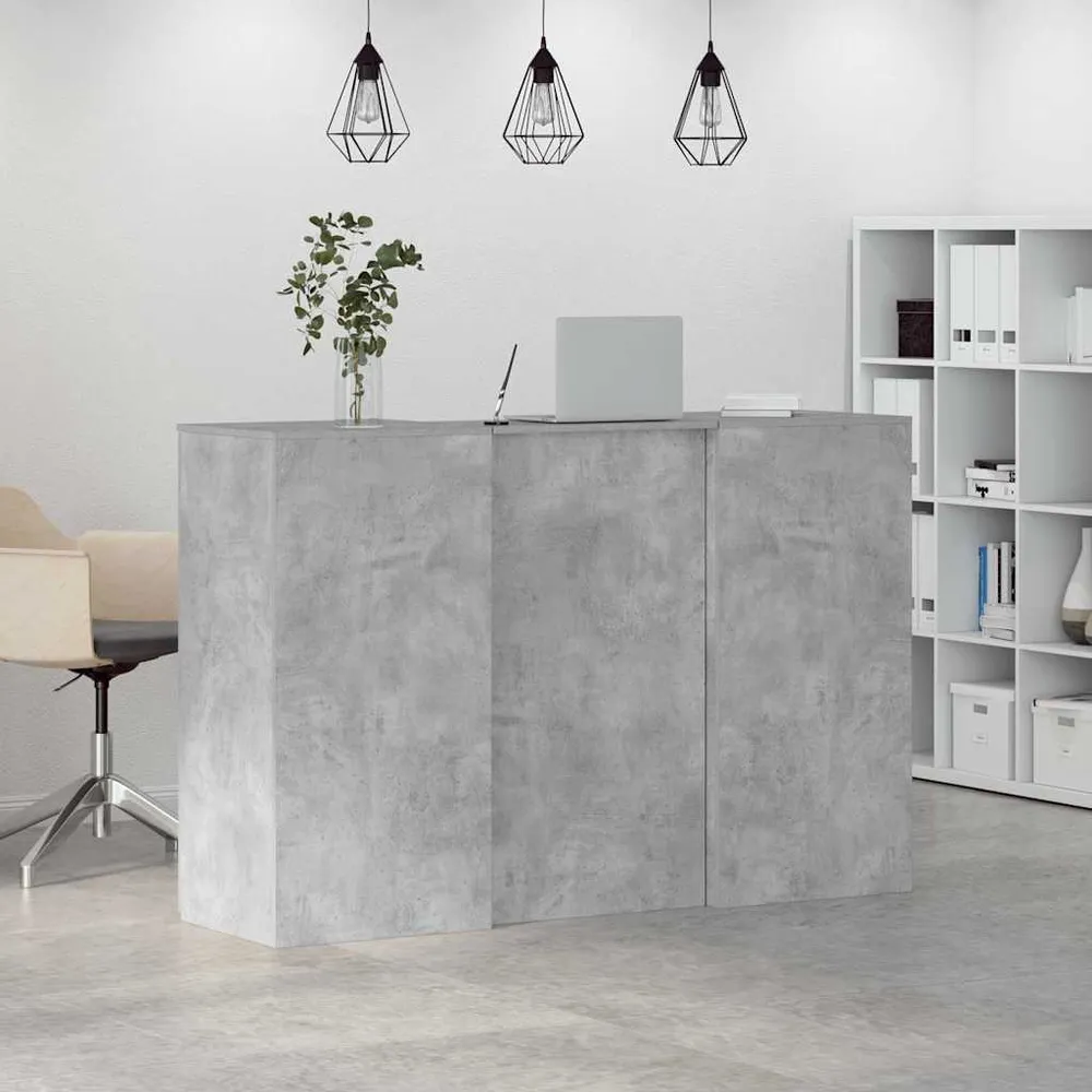 Bureau de réception gris béton 155x50x103,5cm bois d'ingénierie vidaXL
