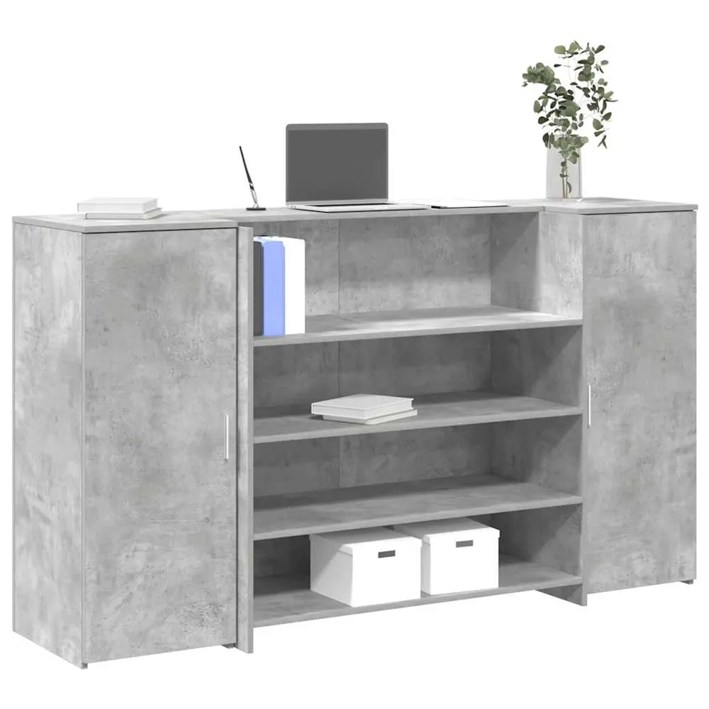 Bureau de réception gris béton 180x50x103,5cm bois d'ingénierie vidaXL