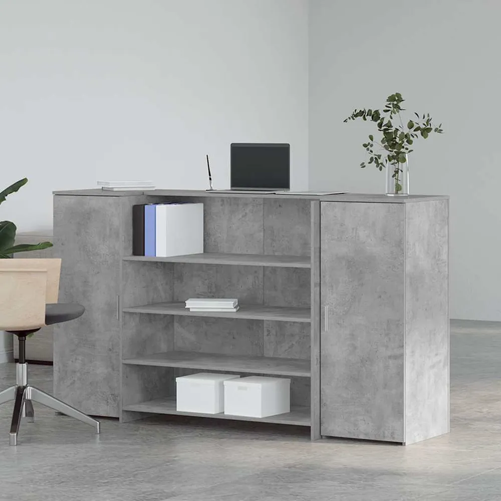 Bureau de réception gris béton 180x50x103,5cm bois d'ingénierie vidaXL
