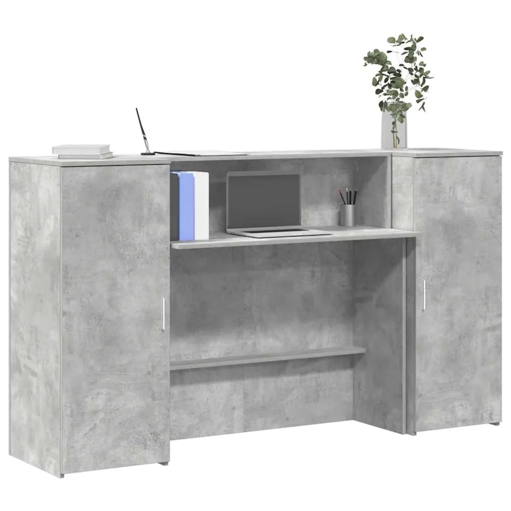 Bureau de réception gris béton 180x50x103,5cm bois d'ingénierie vidaXL