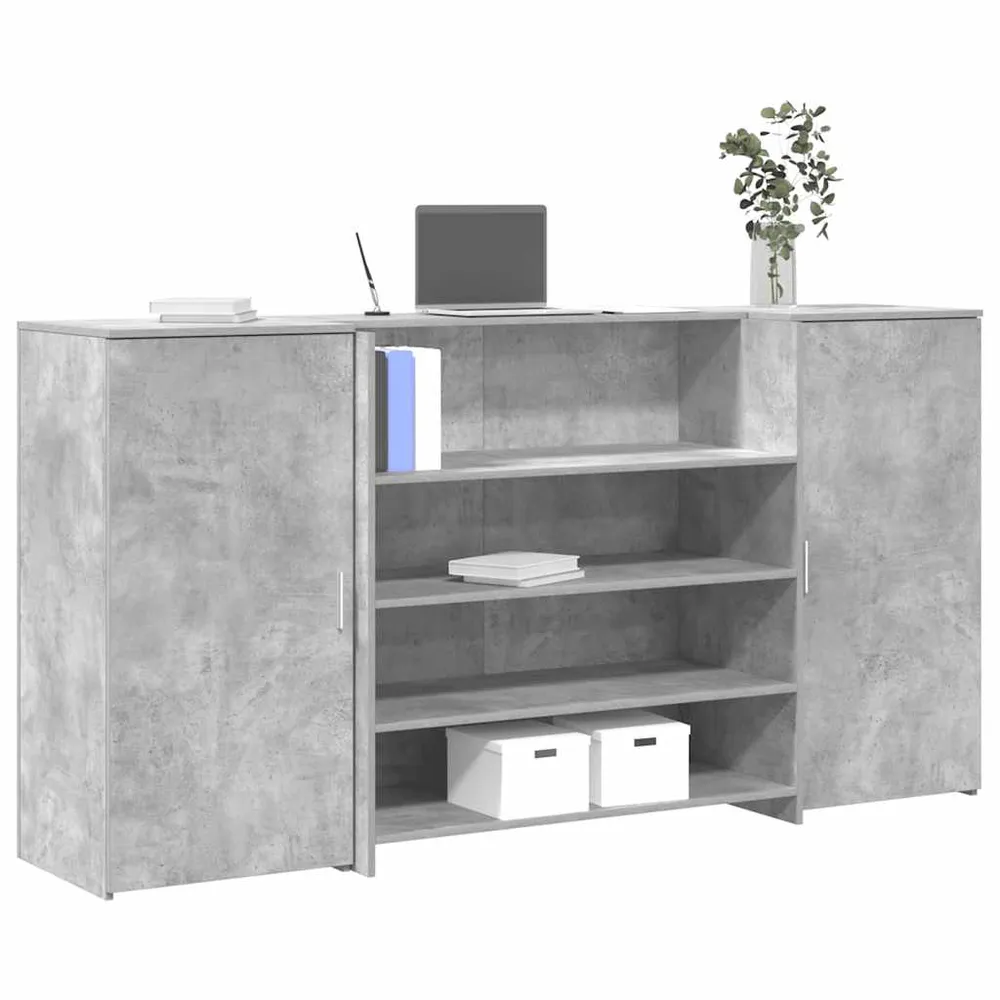 Bureau de réception gris béton 200x50x103,5cm bois d'ingénierie vidaXL
