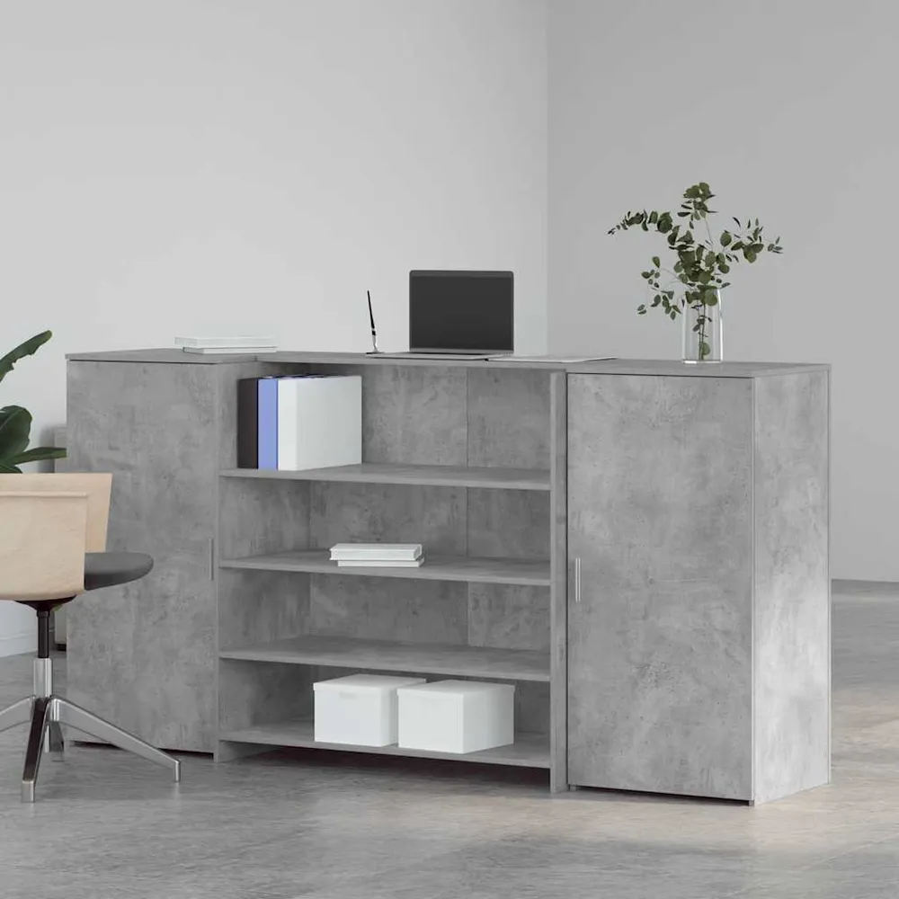 Bureau de réception gris béton 200x50x103,5cm bois d'ingénierie vidaXL
