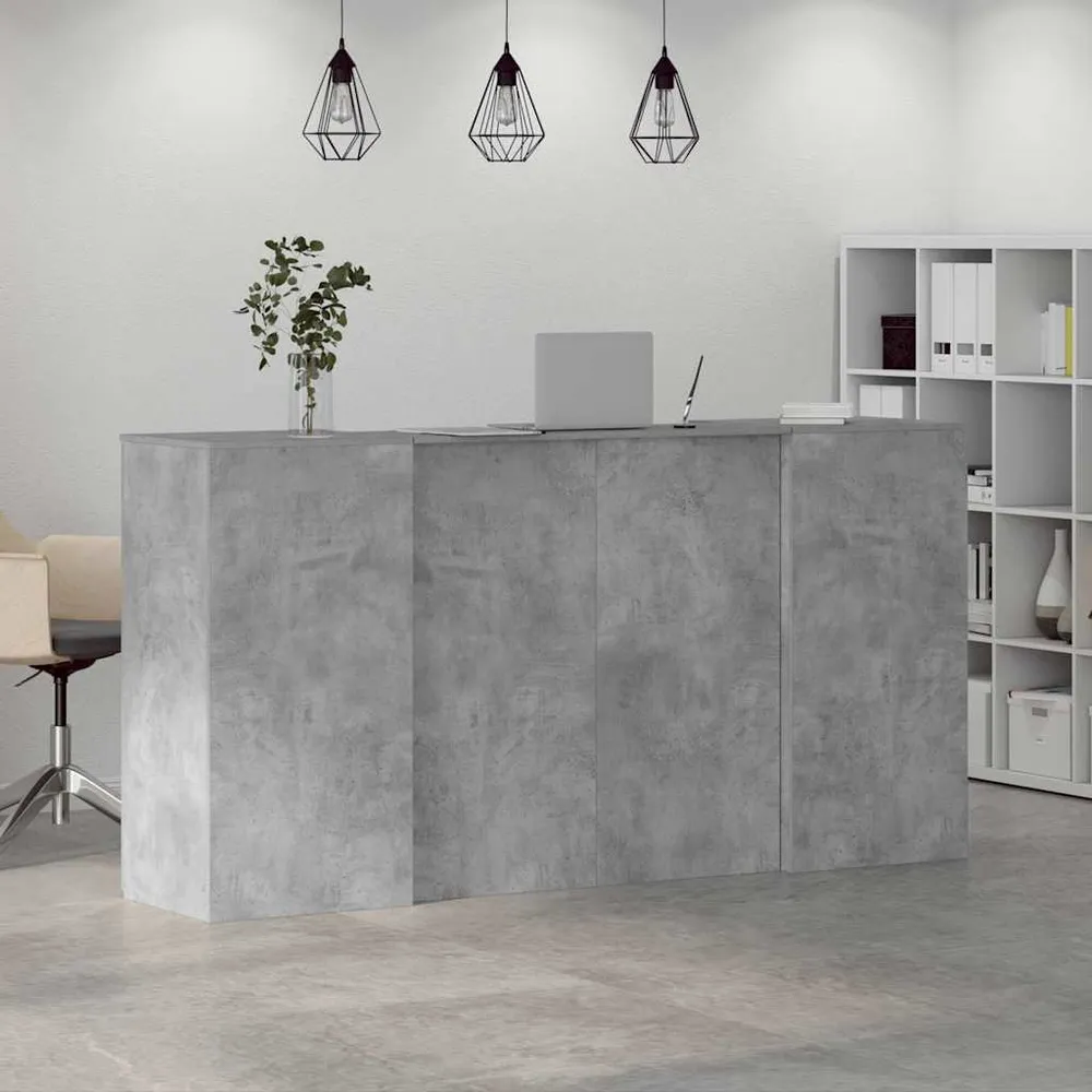 Bureau de réception gris béton 200x50x103,5cm bois d'ingénierie vidaXL
