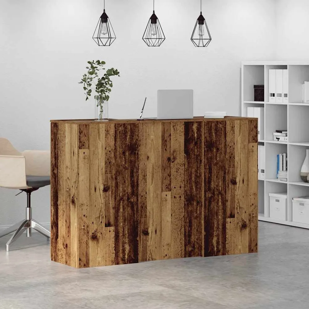 Bureau de réception vieux bois 155x50x103,5cm bois d'ingénierie vidaXL