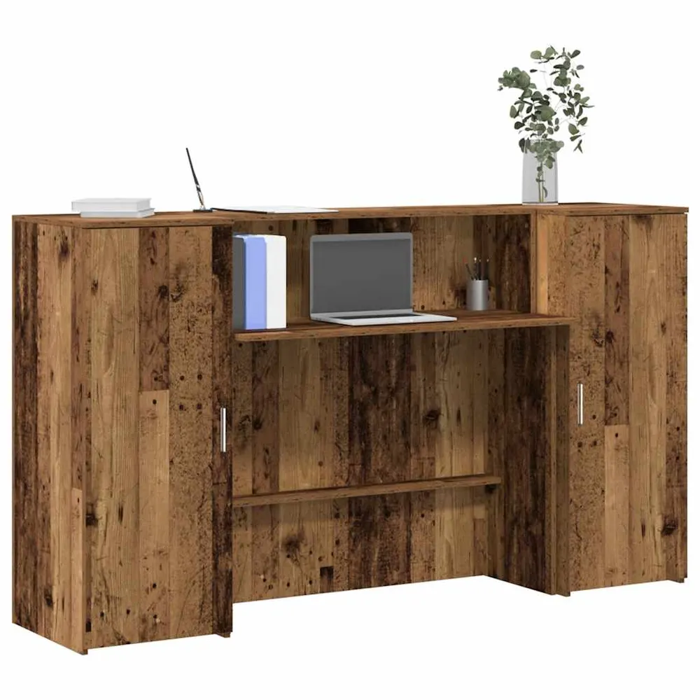 Bureau de réception vieux bois 180x50x103,5cm bois d'ingénierie vidaXL