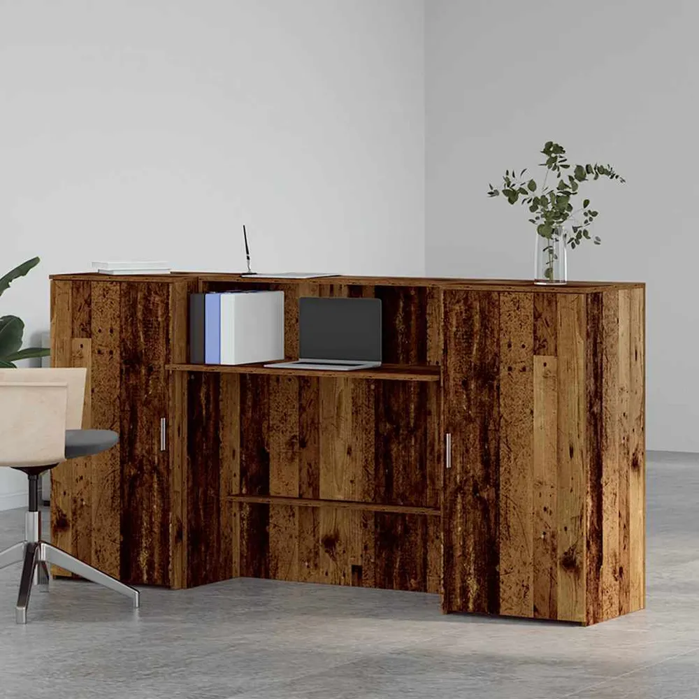 Bureau de réception vieux bois 200x50x103,5cm bois d'ingénierie vidaXL
