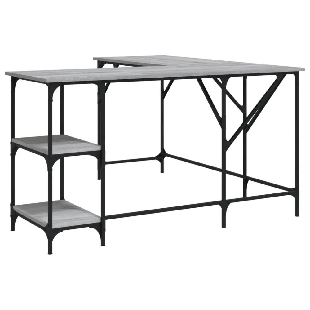 vidaXL Bureau sonoma gris 139x139x75 cm bois d'ingénierie
