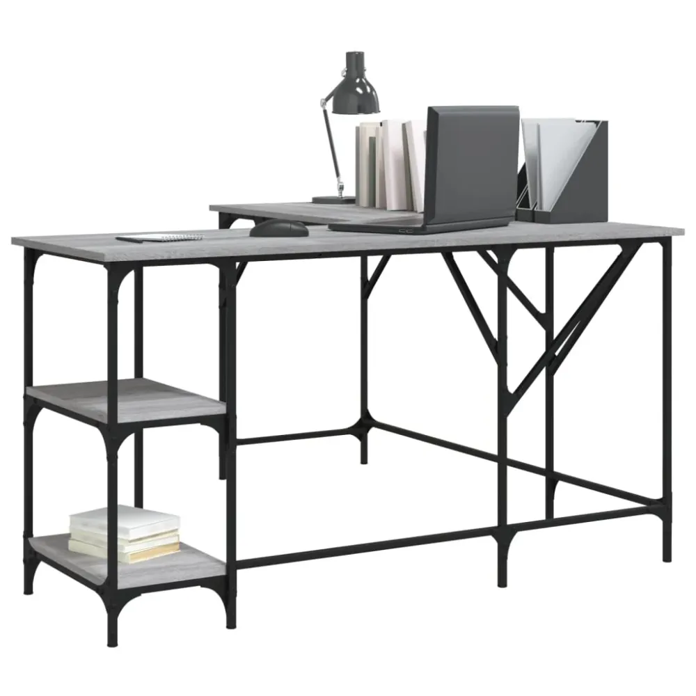 vidaXL Bureau sonoma gris 139x139x75 cm bois d'ingénierie