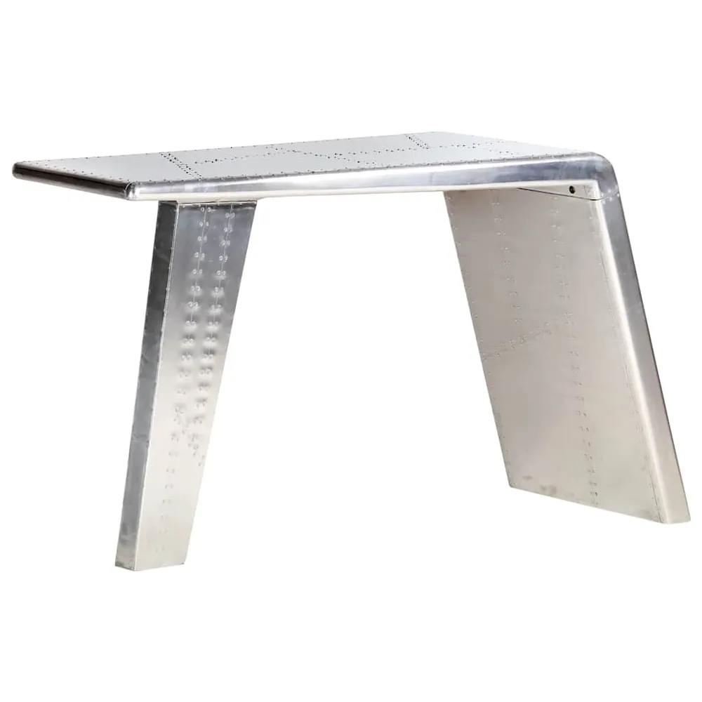Bureau style avion Argenté 112x50x76 cm Métal vidaXL