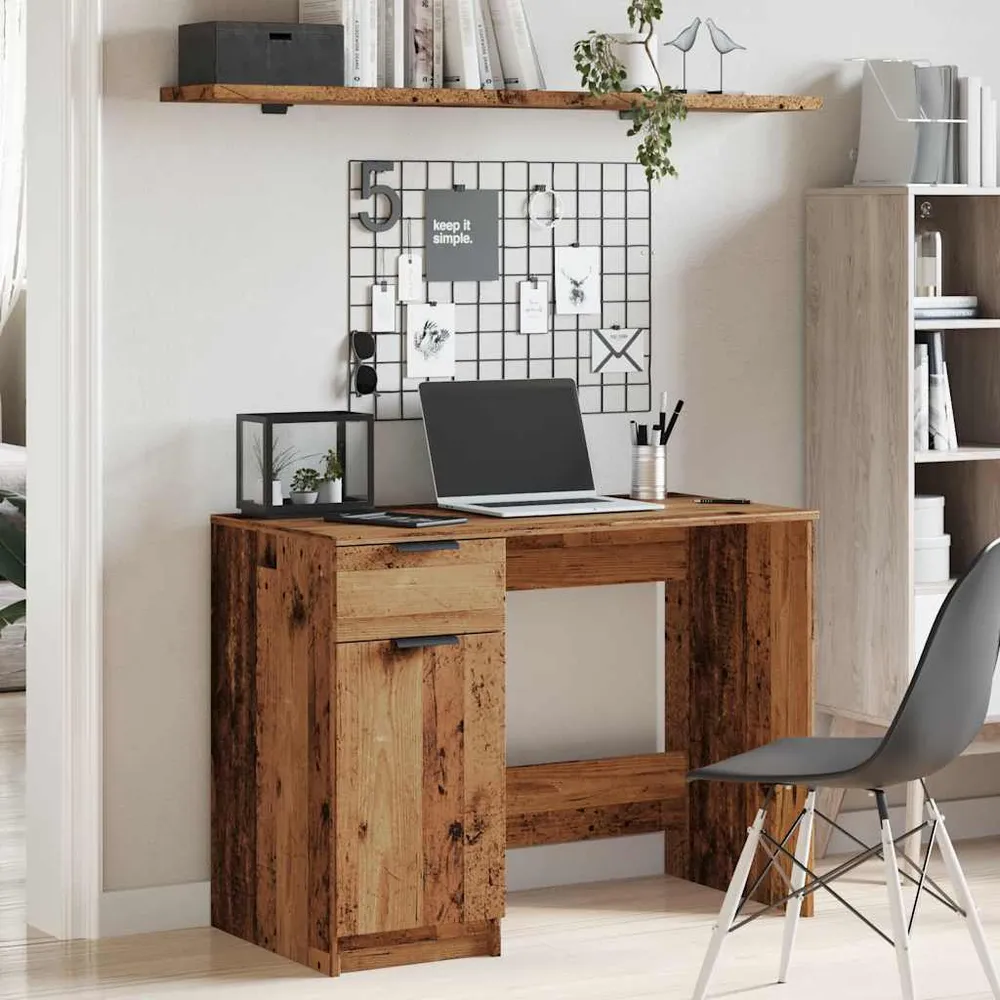 vidaXL Bureau vieux bois 100x50x75 cm bois d'ingénierie