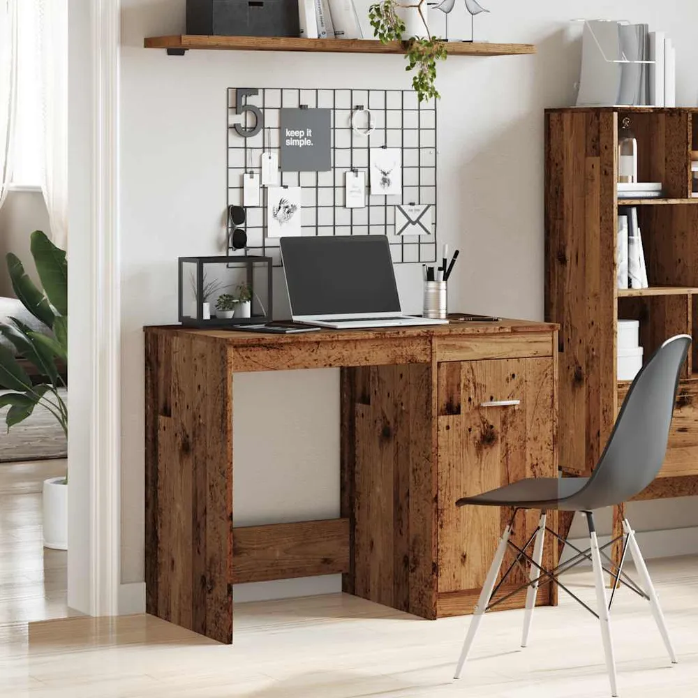vidaXL Bureau vieux bois 100x50x76 cm bois d'ingénierie