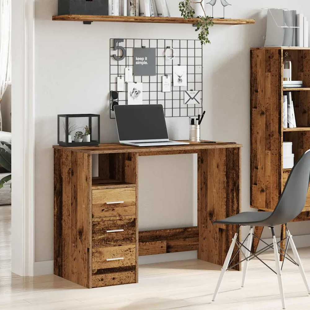 vidaXL Bureau vieux bois 102x76x50 cm bois d'ingénierie