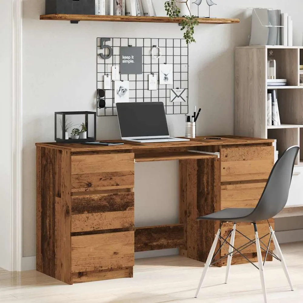 vidaXL Bureau vieux bois 140x50x77 cm bois d'ingénierie