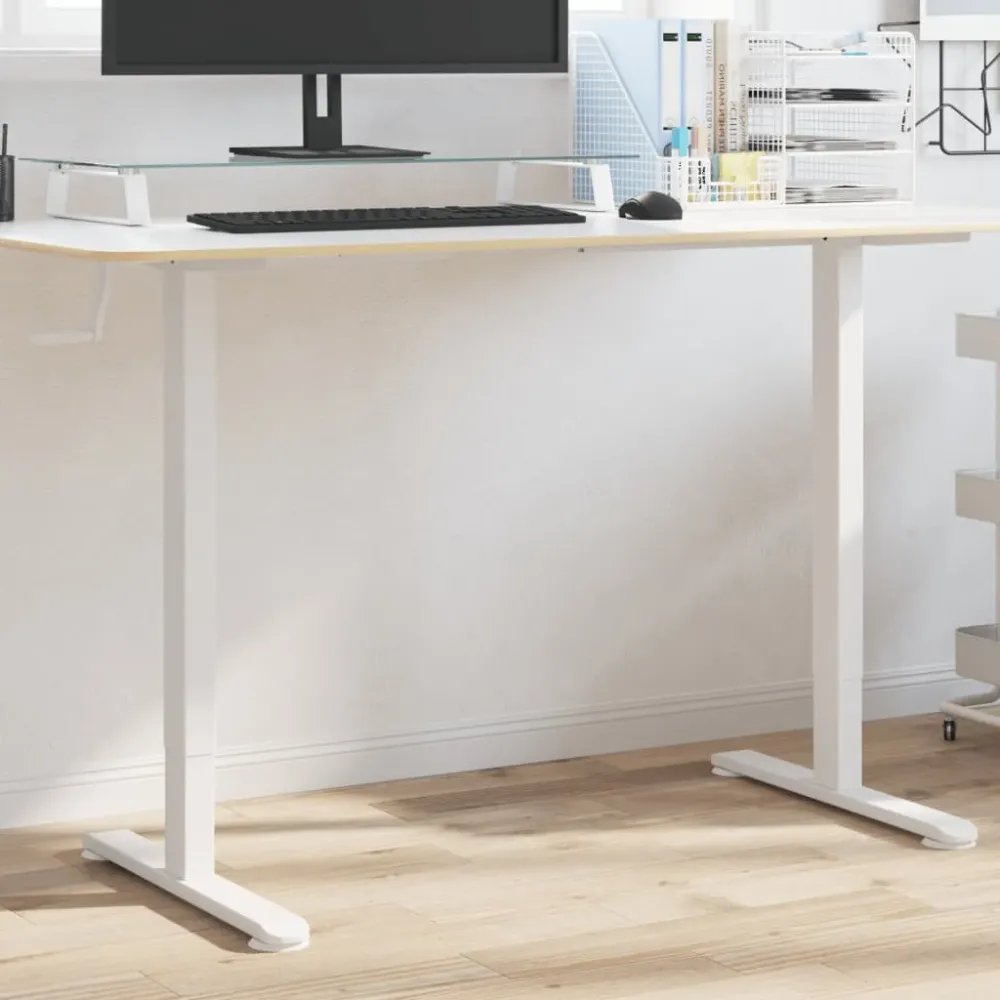 vidaXL Cadre de bureau debout blanc (94-135)x60x(70-114) cm acier