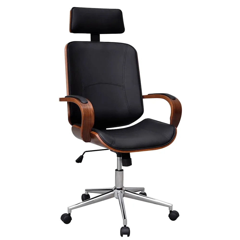 Chaise de bureau avec appuie-tête Bois cintré Similicuir vidaXL