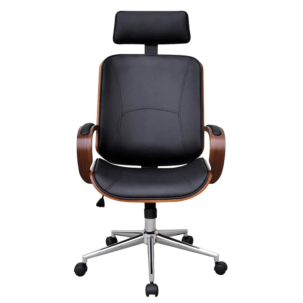 Chaise de bureau avec appuie-tête Bois cintré Similicuir vidaXL