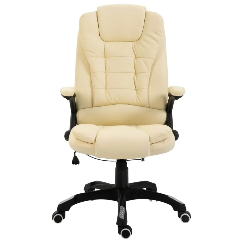vidaXL Chaise de bureau Crème Similicuir