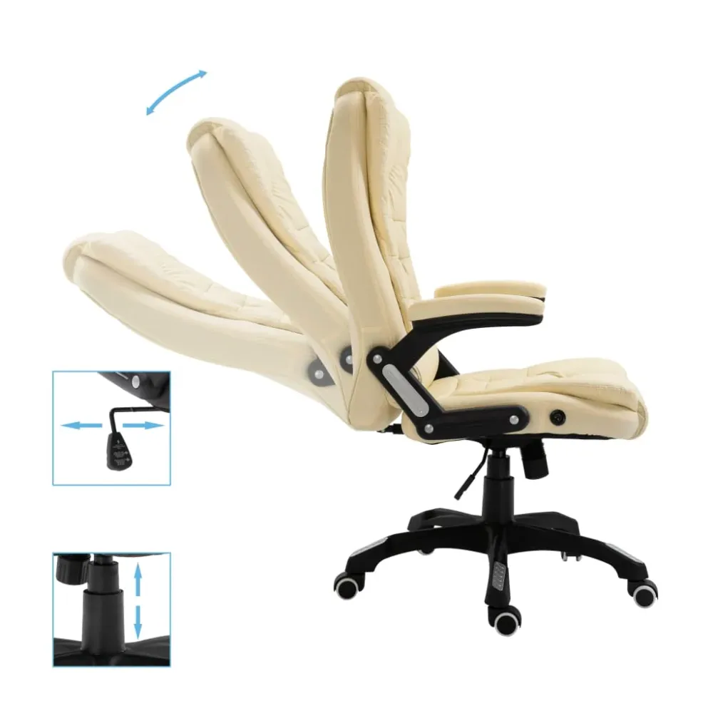 vidaXL Chaise de bureau Crème Similicuir