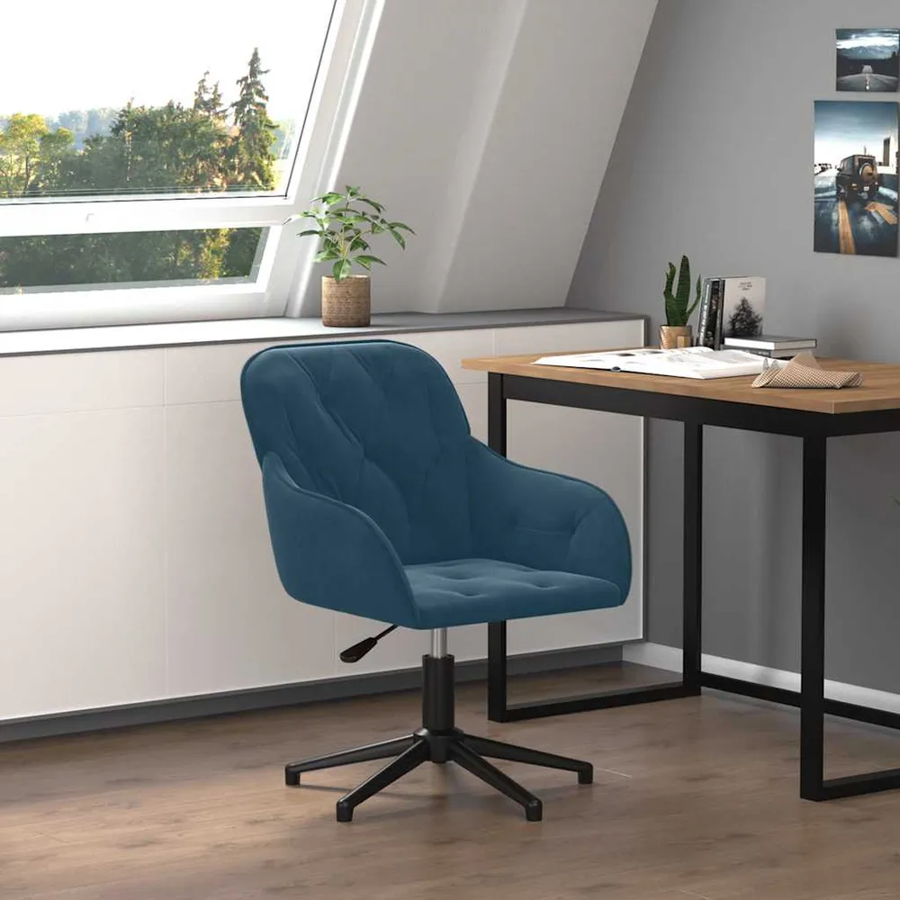 vidaXL Chaise pivotante de bureau Bleu Velours