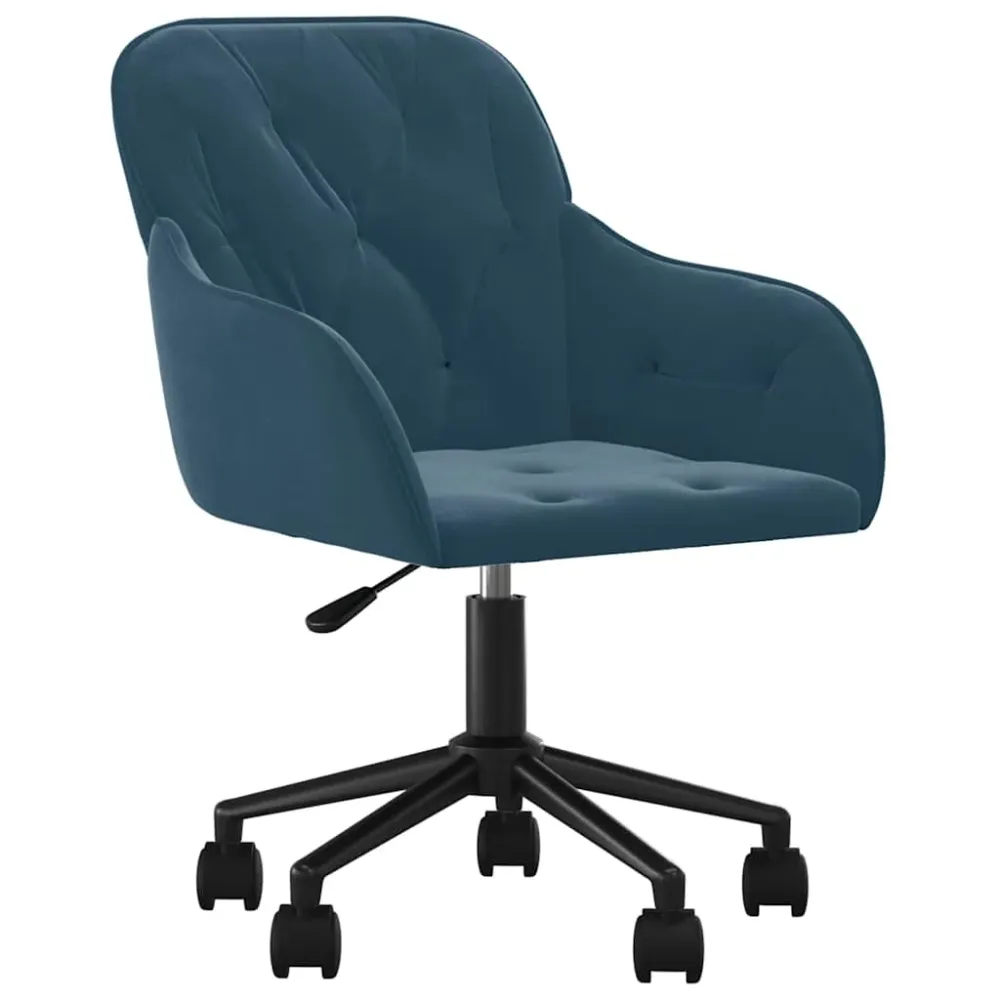 vidaXL Chaise pivotante de bureau Bleu Velours