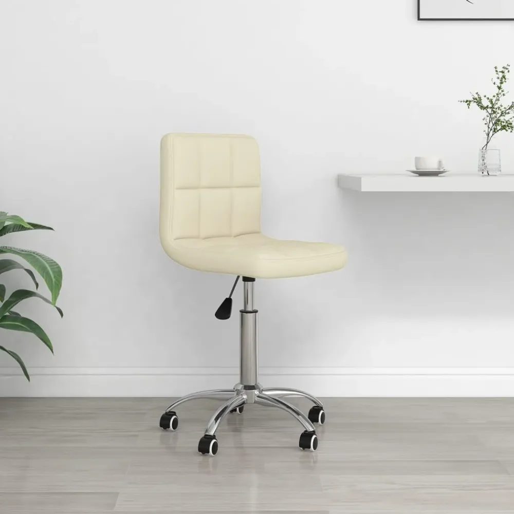 vidaXL Chaise pivotante de bureau Crème Tissu