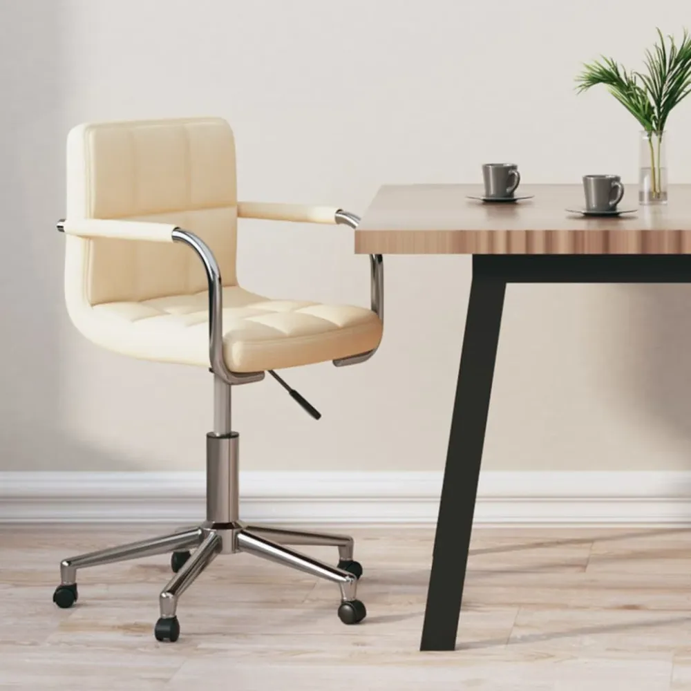 vidaXL Chaise pivotante de bureau Crème Tissu