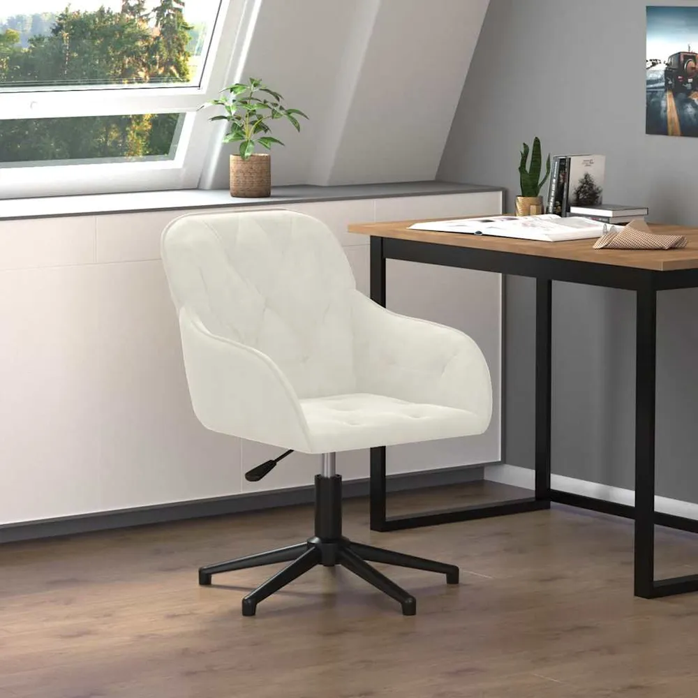 vidaXL Chaise pivotante de bureau Crème Velours