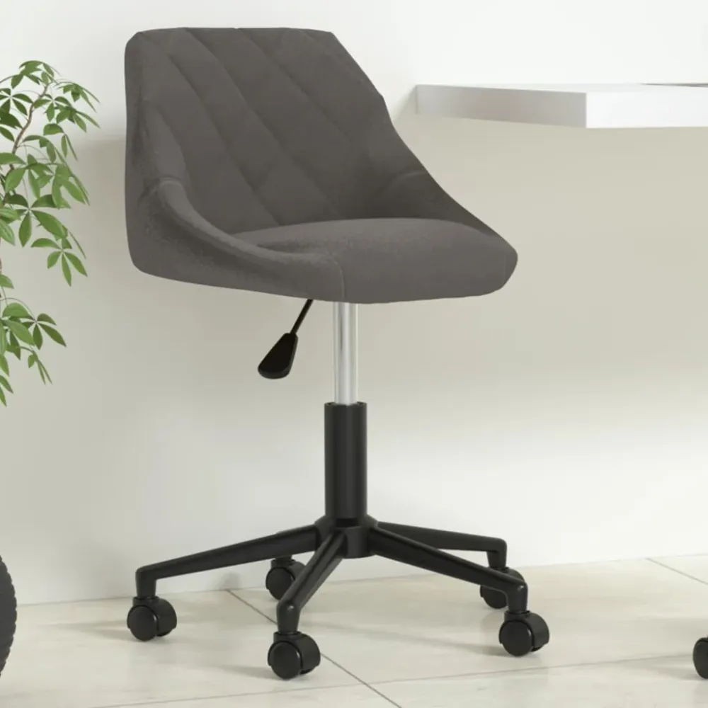 vidaXL Chaise pivotante de bureau Gris foncé Velours