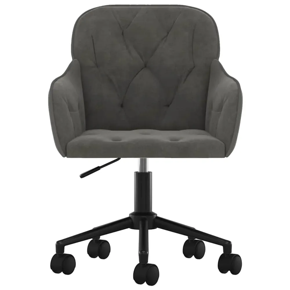 vidaXL Chaise pivotante de bureau Gris foncé Velours