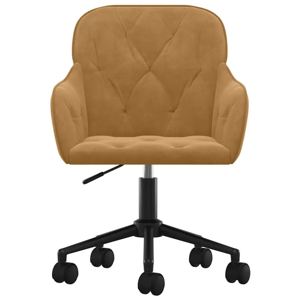vidaXL Chaise pivotante de bureau Marron Velours
