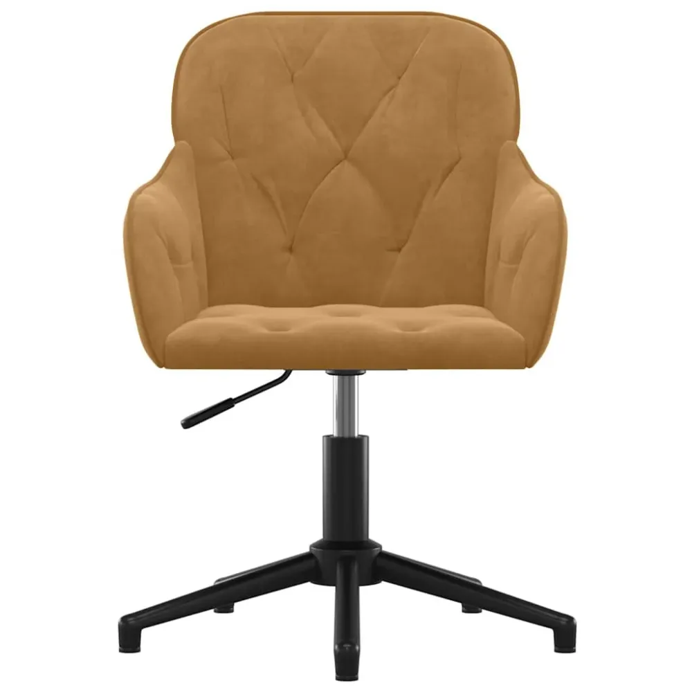 vidaXL Chaise pivotante de bureau Marron Velours