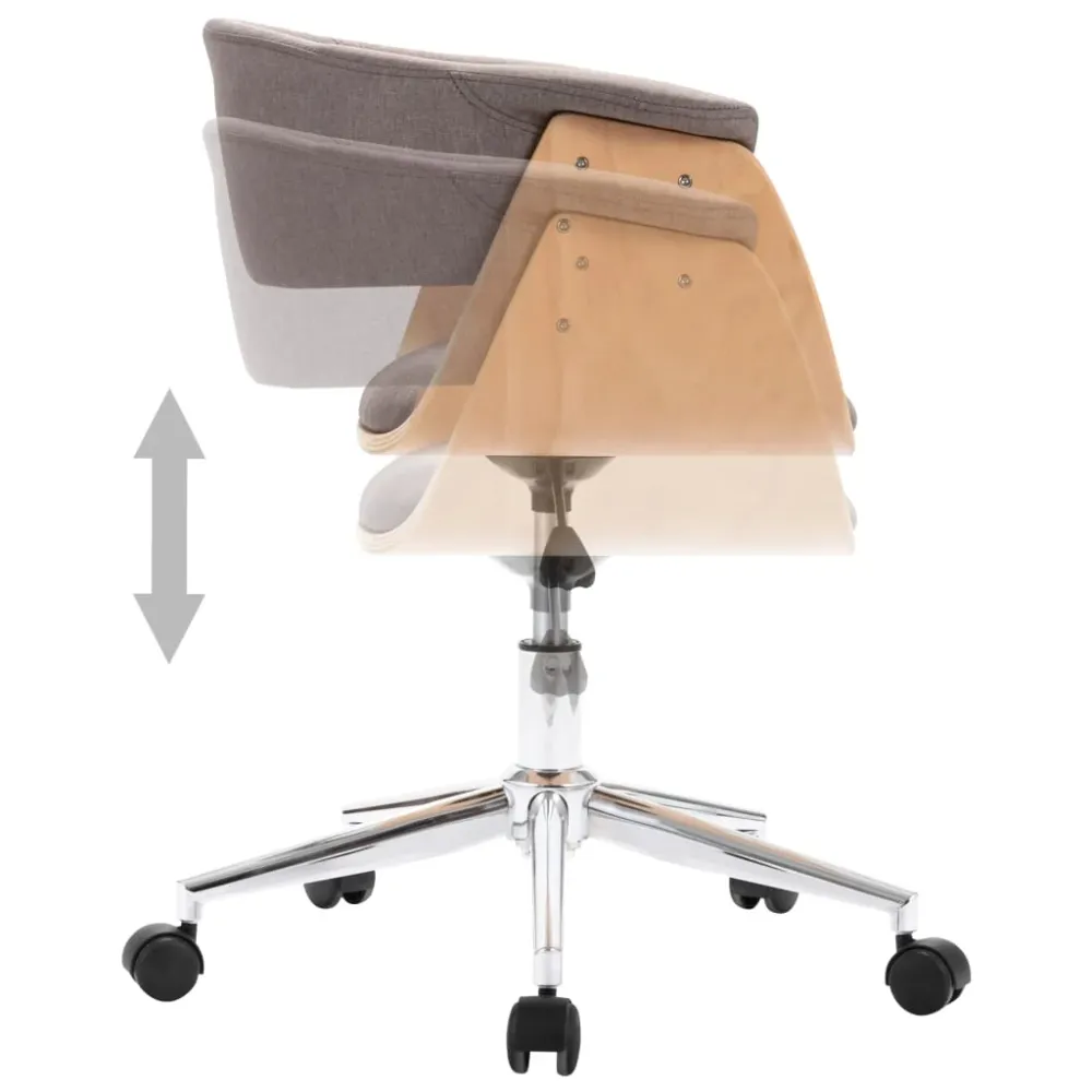 vidaXL Chaise pivotante de bureau Taupe Bois courbé et tissu