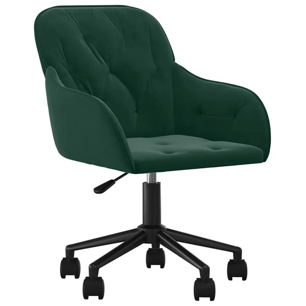 vidaXL Chaise pivotante de bureau Vert foncé Velours