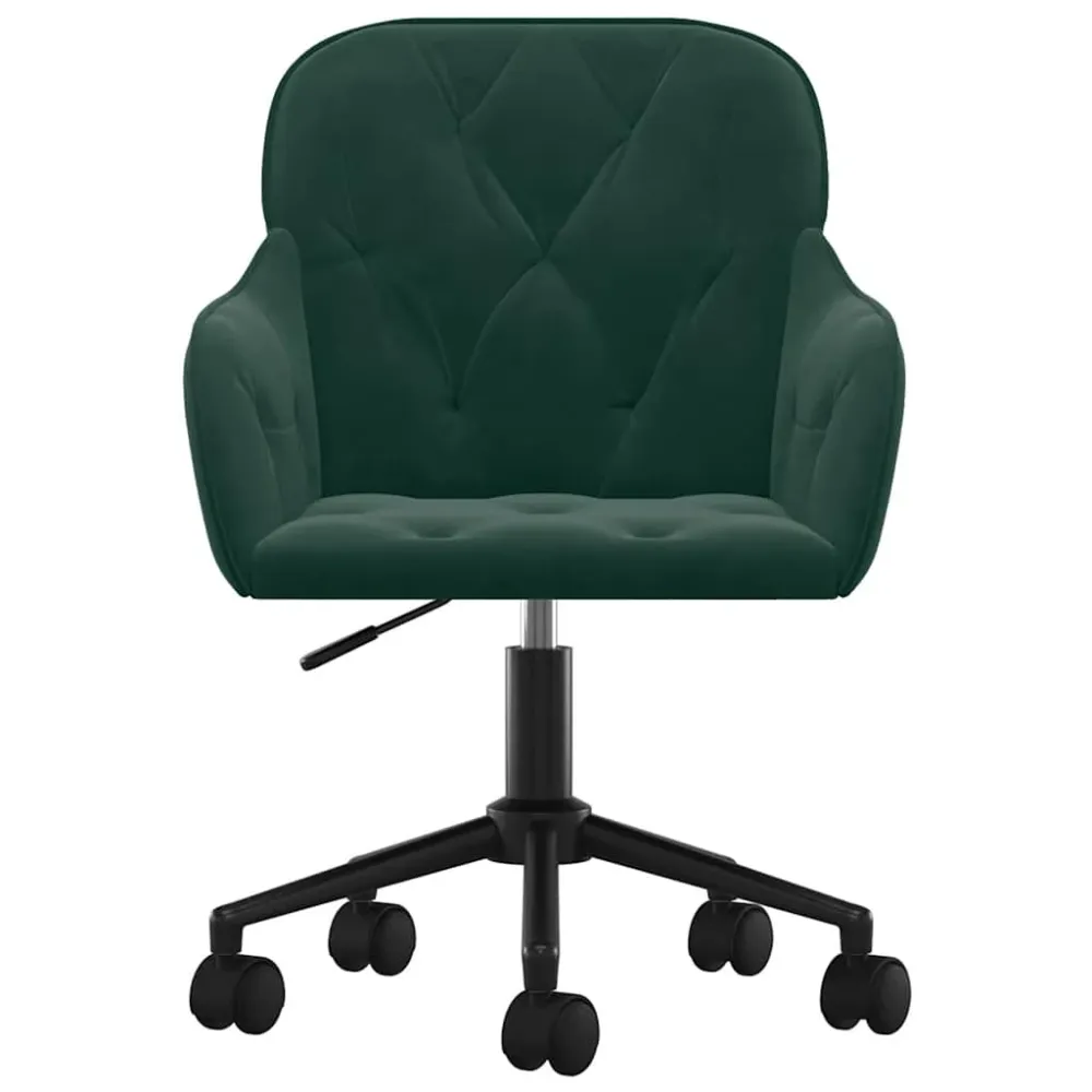 vidaXL Chaise pivotante de bureau Vert foncé Velours