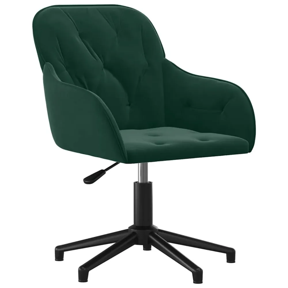 vidaXL Chaise pivotante de bureau Vert foncé Velours