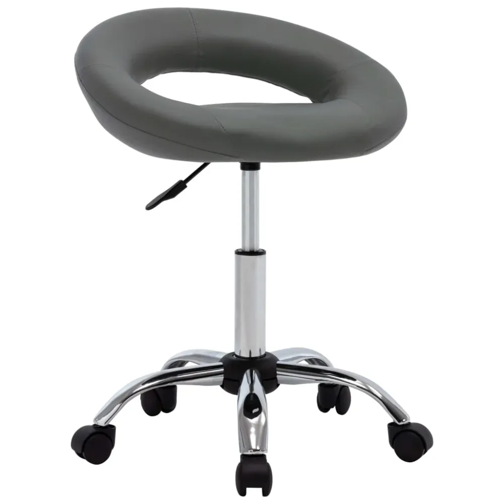 vidaXL Chaise de travail roulante Gris Similicuir