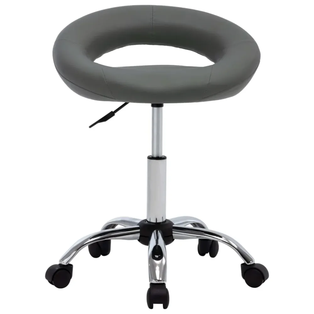 vidaXL Chaise de travail roulante Gris Similicuir