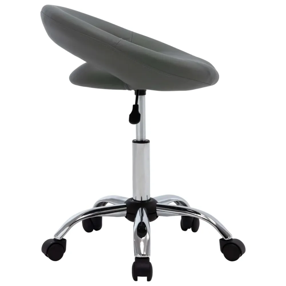 vidaXL Chaise de travail roulante Gris Similicuir