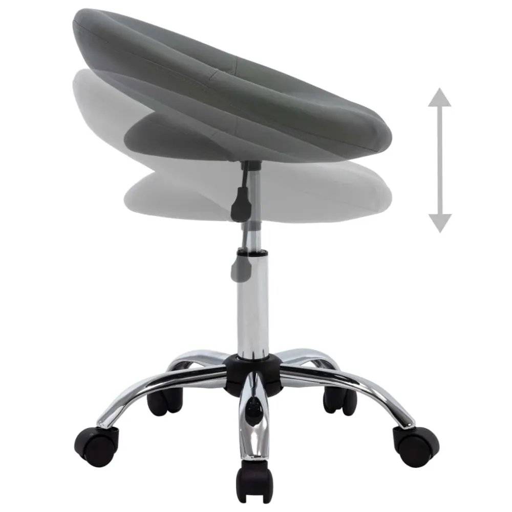 vidaXL Chaise de travail roulante Gris Similicuir