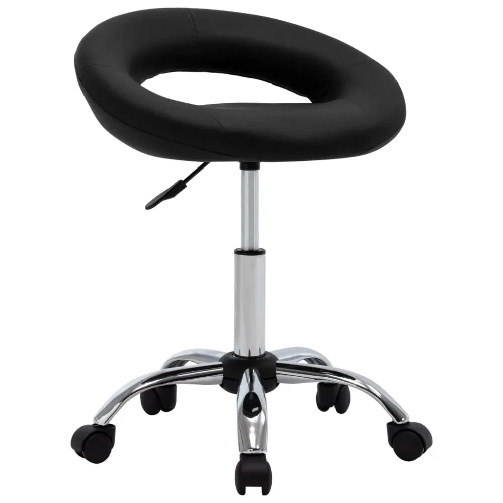 vidaXL Chaise de travail roulante Noir Similicuir