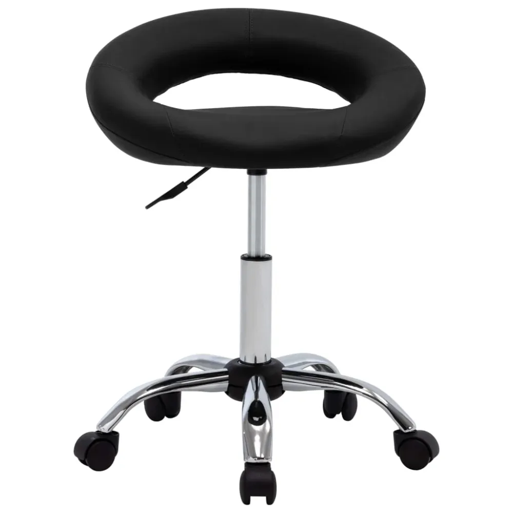 vidaXL Chaise de travail roulante Noir Similicuir
