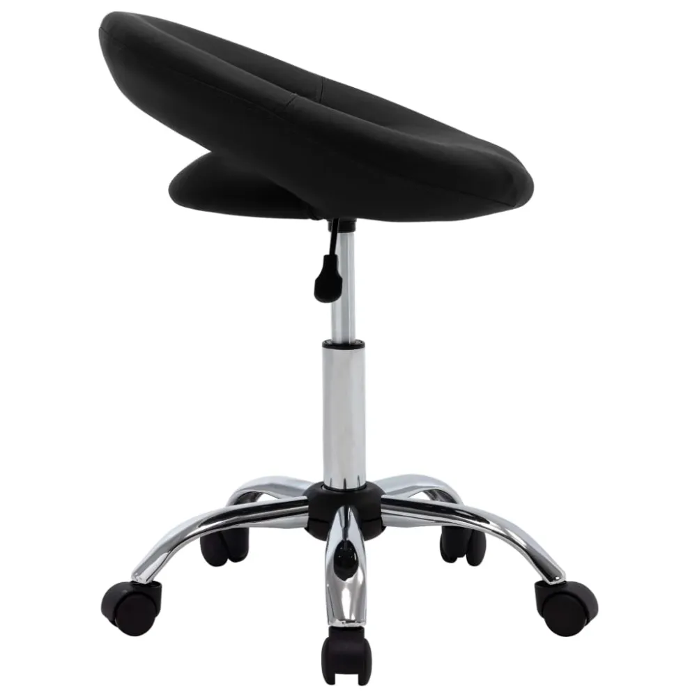 vidaXL Chaise de travail roulante Noir Similicuir